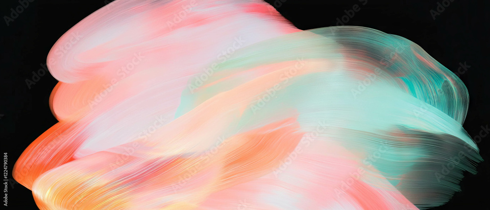 Poster Soft brushstrokes create muted textures against a dark background with gentle color variations