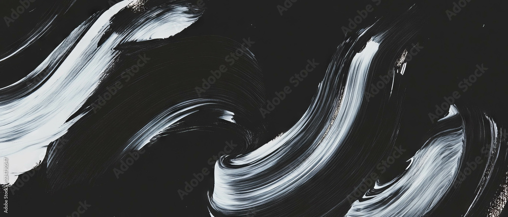 Aufkleber brushstrokes create textured patterns on a black background with smooth, round effects