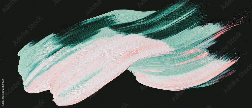 Poster brushstrokes with layered effect on textured surface against a black background for artistic flair