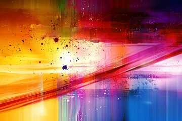 Vibrant Abstract Artwork Featuring Bold Colors and Dynamic Brush Strokes in a Creative Setting