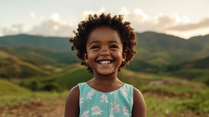 Happy Child in a Serene Landscape