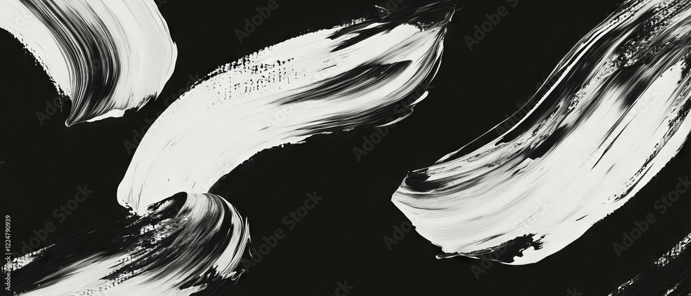 Aufkleber Brushstrokes create a textured canvas effect on a black background for visual impact
