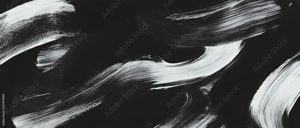 Poster brushstroke texture on black background creates dynamic artistic effect