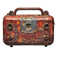 Vintage Rusty Metal Box with Handle and Rivets