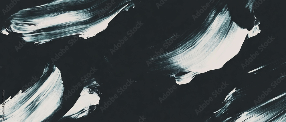 Poster Dynamic brushstroke overlay texture on a black background showcasing varied shapes and sizes