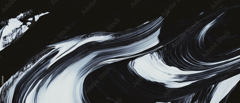 Poster dynamic black background with expressive brushstrokes showcasing varying pressure and thickness