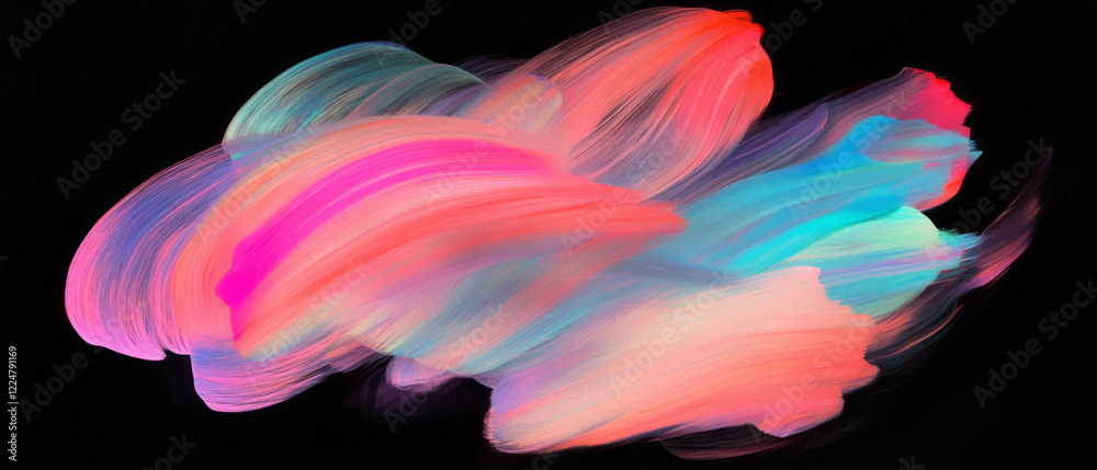 Aufkleber vibrant brushstrokes create a mesmerizing explosion of colors against a black background
