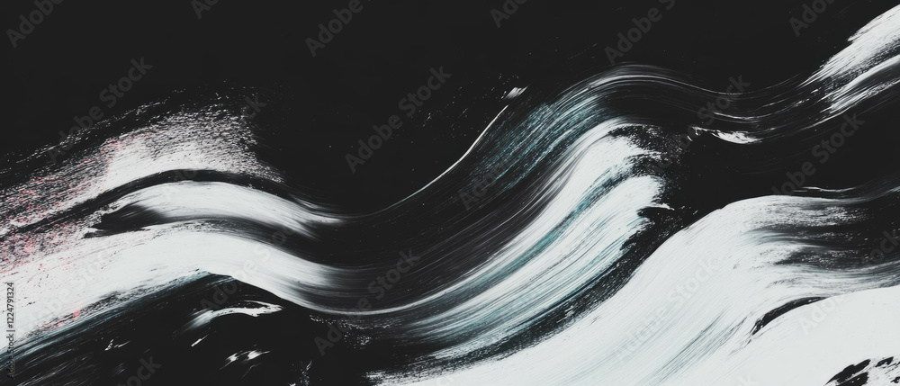 Poster Brushstrokes creating a smooth texture with a wet brush effect on a black background