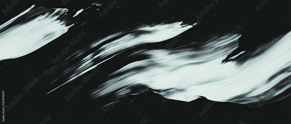 Poster dynamic brushstrokes create a flowing texture on a dark background