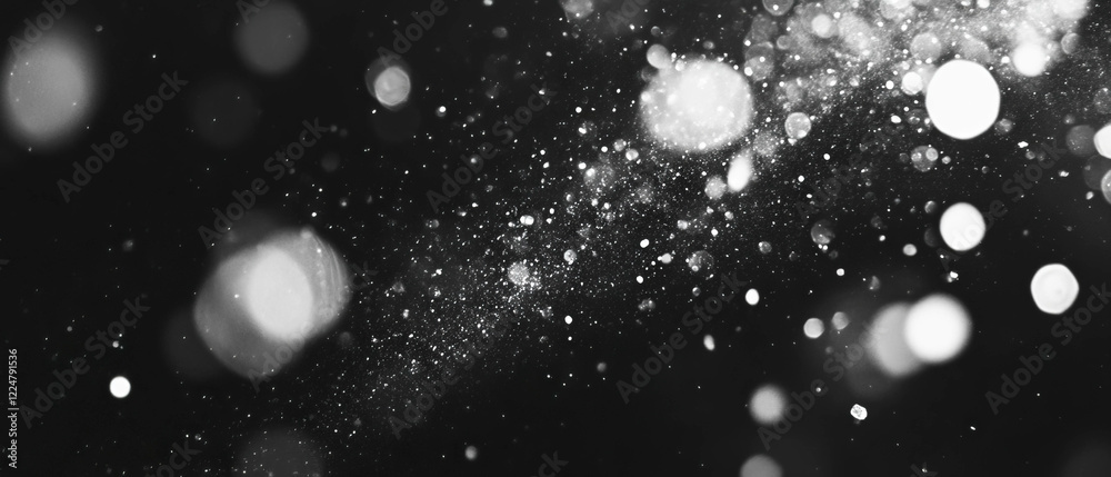 Aufkleber bubbles bursting into small droplets with dynamic splashes on a black background