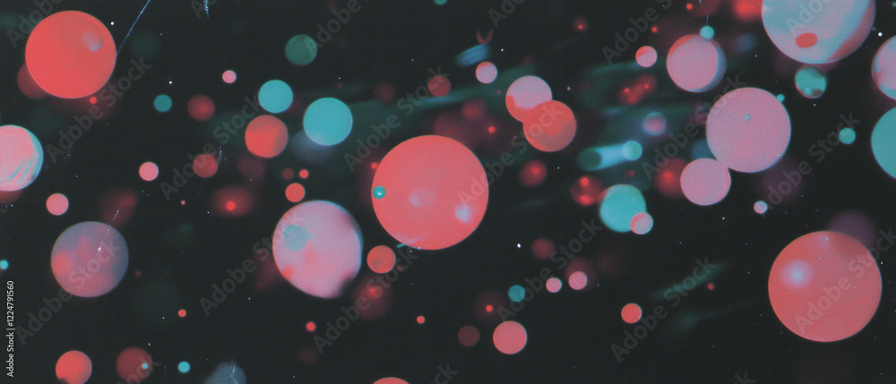 Poster bubbles floating gracefully in the air against a dark backdrop create a light and airy atmosphere