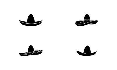 Sombrero Hat Silhouette set in black and white