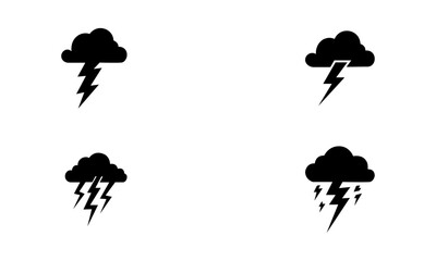 Thunder Flash Cloud Silhouette Set In Black And White