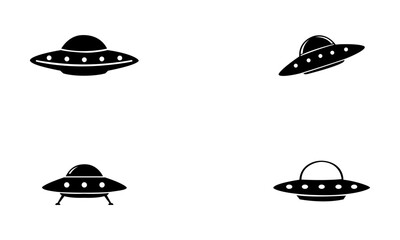 Alien Ufo silhouette set in black and white