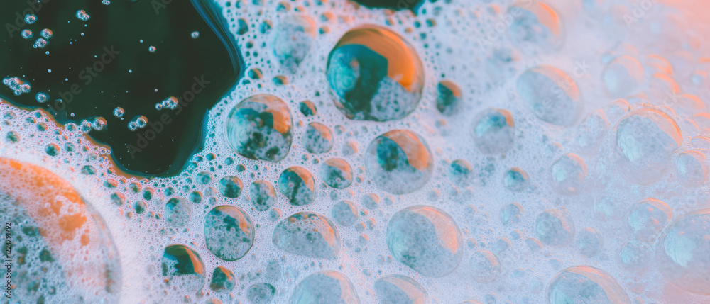 Poster bubbles form intricate textures on a deep black background, highlighting sharp details