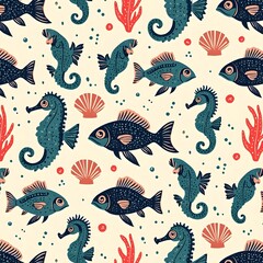 seamless pattern with fishes