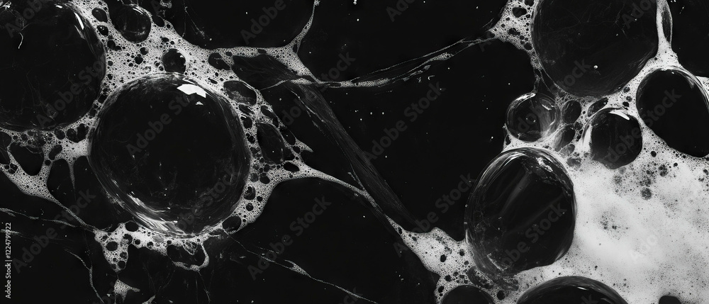 Aufkleber Bubbles create intricate patterns in textured overlay against a black background
