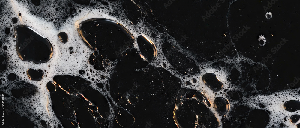 Poster Bubbles create an abstract composition on a dark background with intricate details
