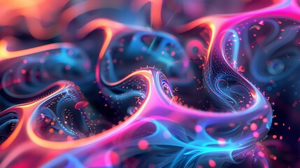 Obraz premium Abstract 3D rendering of colorful swirling shapes and lines.