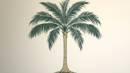 Obraz premium Palm tree illustration, beige background.