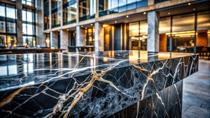 Dark Nero Marquina marble: urban exploration meets abstract black and white artistry in architectural photography.