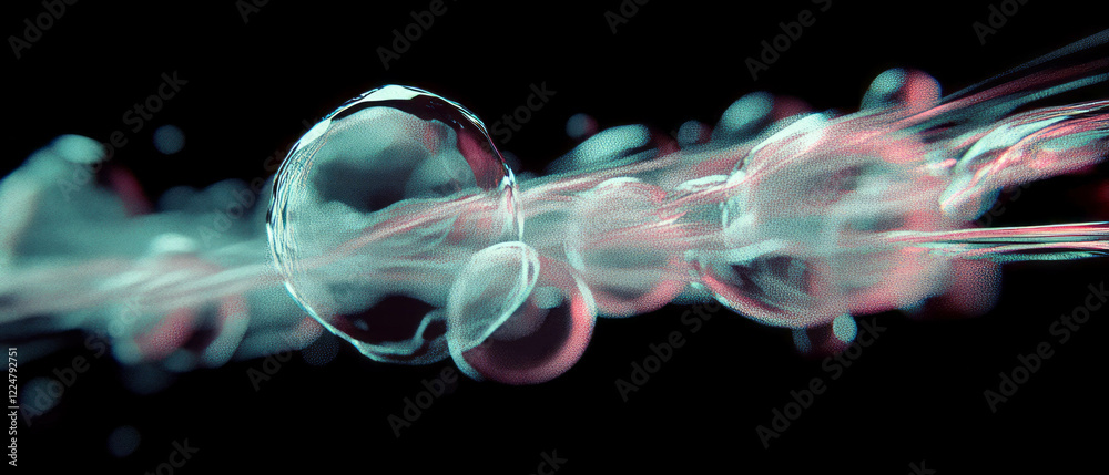 Aufkleber dynamic motion blur of bubbles created with long exposure against a black background