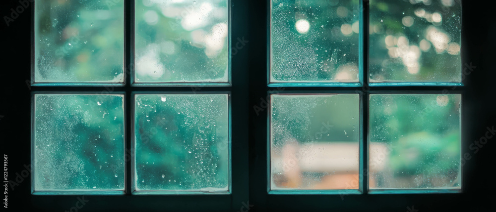 Poster clean window with clear glass providing a transparent view against a black background