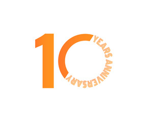 10 Years Anniversary Celebration. Orange Themed Circular 10-Year Anniversary Celebration.
