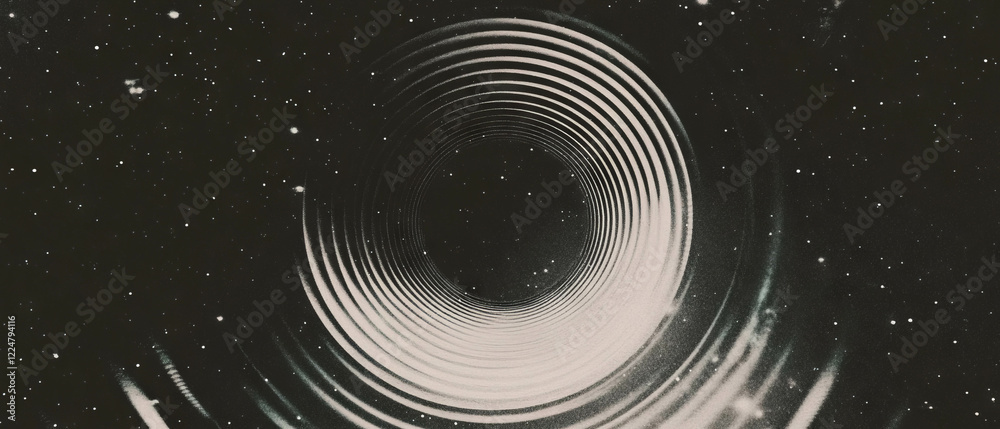 Aufkleber Concentric circular dust patterns radiate from a central empty space against a dark backdrop