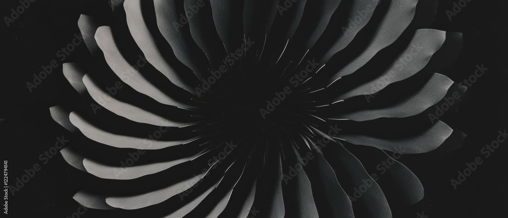 Poster Intricate concentric circular petal patterns radiate from a central void, enhancing visual depth