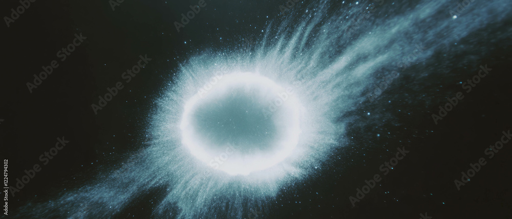 Poster concentric dust radiates light from a central void on a dark canvas of space