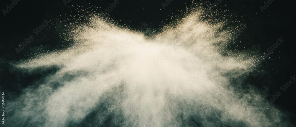 Poster Concentric dust texture with radiating light and central empty space against black background
