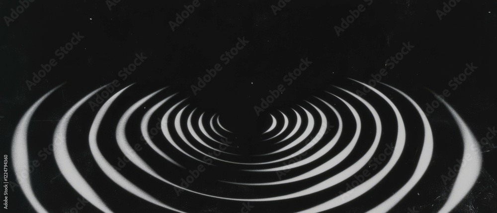 Aufkleber Concentric film grain patterns creating a dynamic visual effect on a black background