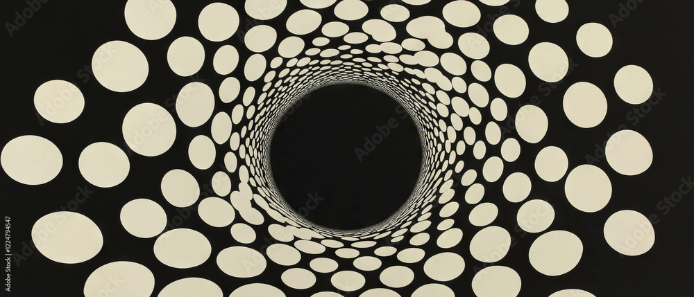 Poster Elegant concentric paper circles creating a striking visual effect against a dark background