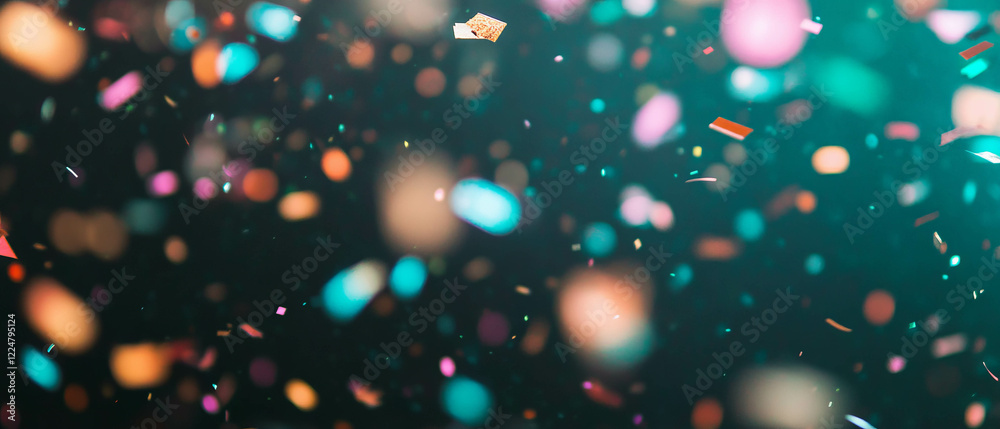 Aufkleber Dynamic confetti overlay texture with blurred motion and golden effects on a dark background