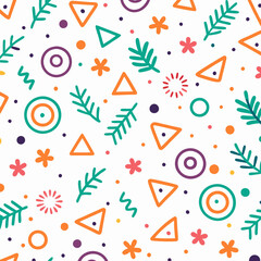 Colorful geometric and floral seamless pattern.