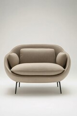 Modern beige lounge chair with pillows on a white background studio shot furniture design