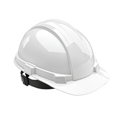 Fototapeta premium White construction helmet with adjustable strap isolated on transparent white background