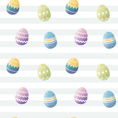 Seamless pattern with cute Easter eggs. Hand drawn spring holidays background.