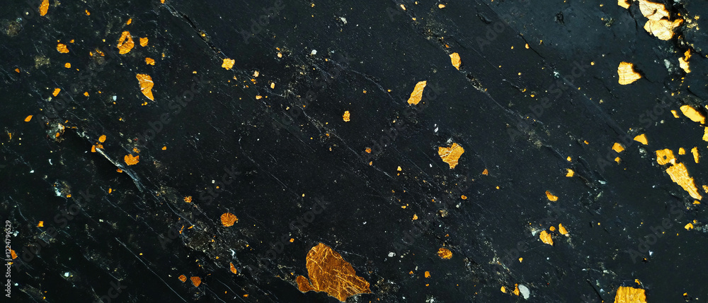 Poster elegant confetti texture with matte golden finish on a black background for creative designs