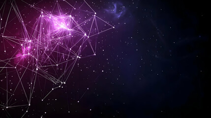 Fototapeta premium Abstract Purple Network Glows Brightly Against a Dark, Starry Background.