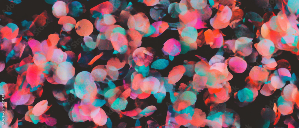 Poster vibrant confetti overlay texture with transparent background on black backdrop for festive designs