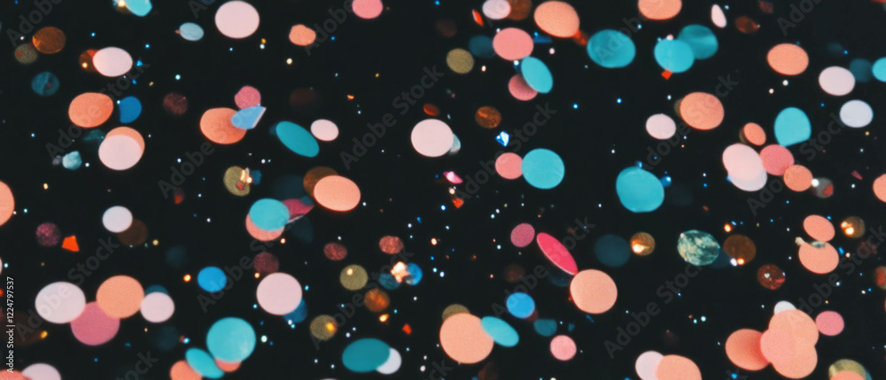 Poster colorful confetti texture overlay with transparent background on dark surface