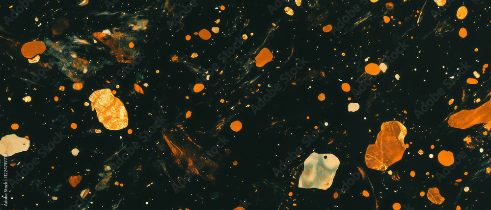 Poster colorful confetti overlay texture in varying sizes on a black background for festive design