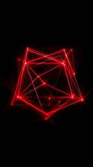 Abstract Red Glowing Geometric Structure Shines Brightly Against a Dark Background