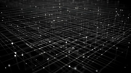 Naklejka premium Abstract 3D Grid Intersects with Glowing Points on a Dark Background