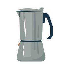 Geyser coffee maker. Flat vector illustration of Italian moka pot. Stove-top coffee maker. Design element for coffee shops, cafes and restaurants.