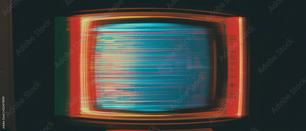 Poster capturing the retro aesthetic of a crt television screen with interlaced lines