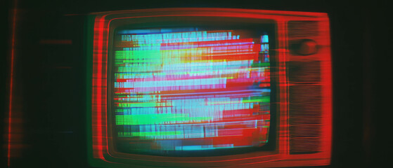 Classic CRT television screen overlay with vibrant colors and scanlines on a black background