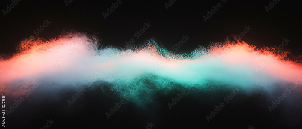 Poster bright dust particles illuminate a dark background creating a high contrast effect
